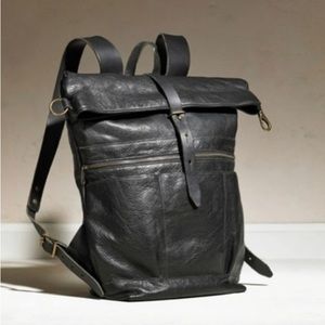 TM 1985 Black Leather Backpack - large